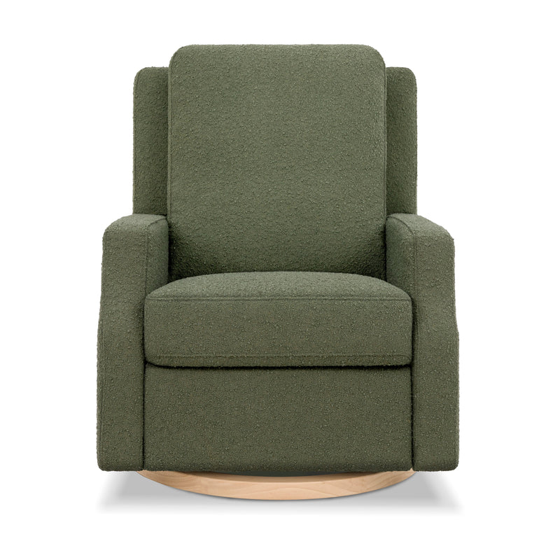 M22287OBLB,Crewe Recliner and Swivel Glider in Olive Boucle w/Light Wood Base