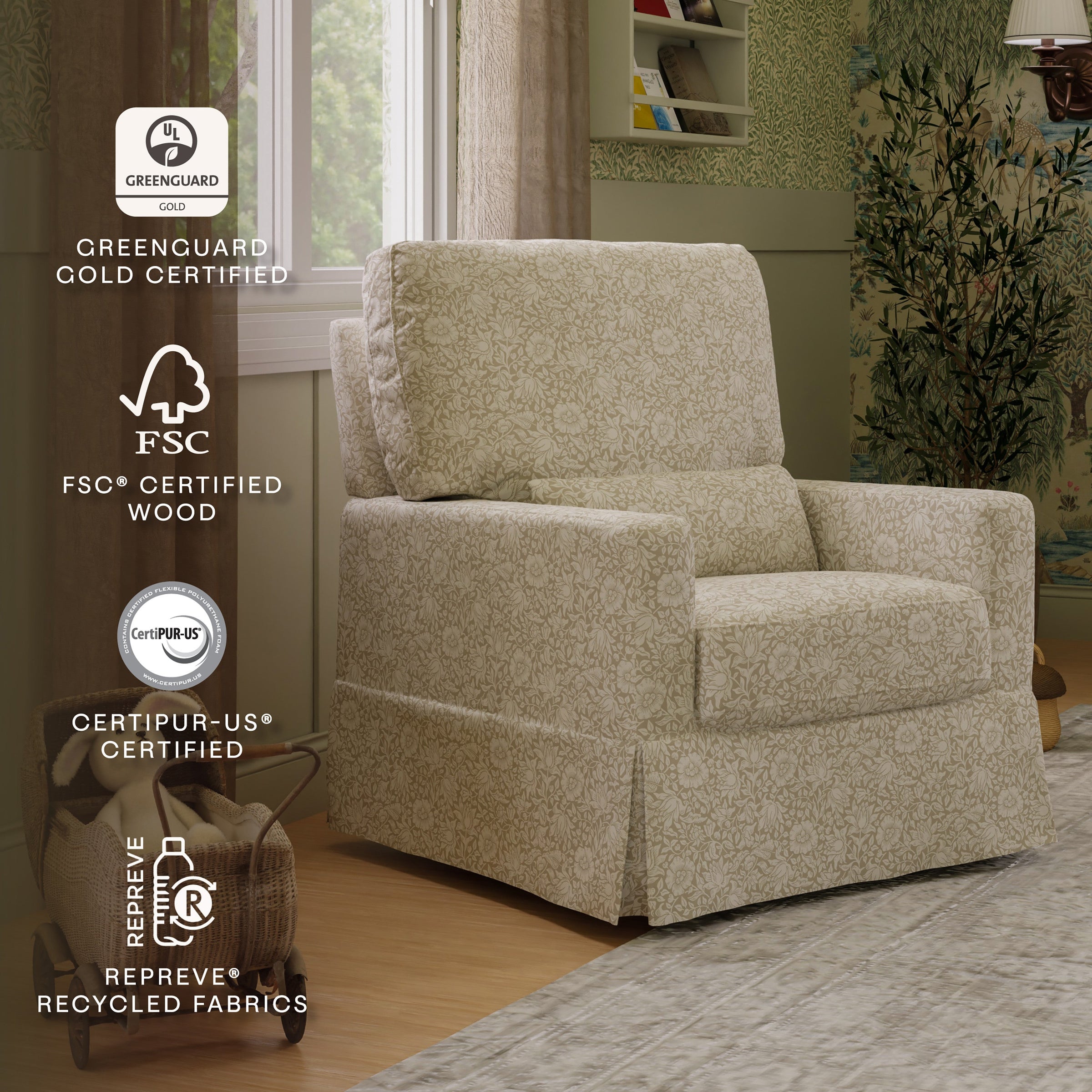 M21787MA,Morris & Co. x Namesake Crawford Swivel Glider in Mallow in Ash