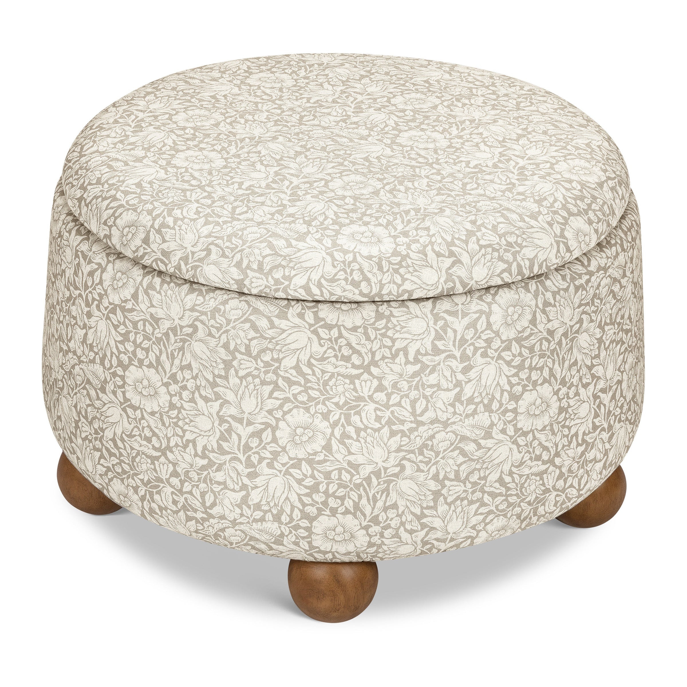 M30985MADF,Tuffet Storage Ottoman Mallow in Ash w/ Dark Wood Ball Feet