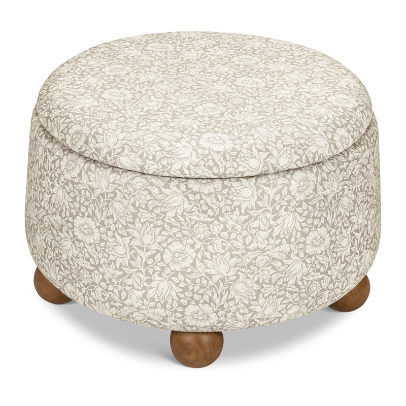 M30985MADF,Tuffet Storage Ottoman Mallow in Ash w/ Dark Wood Ball Feet