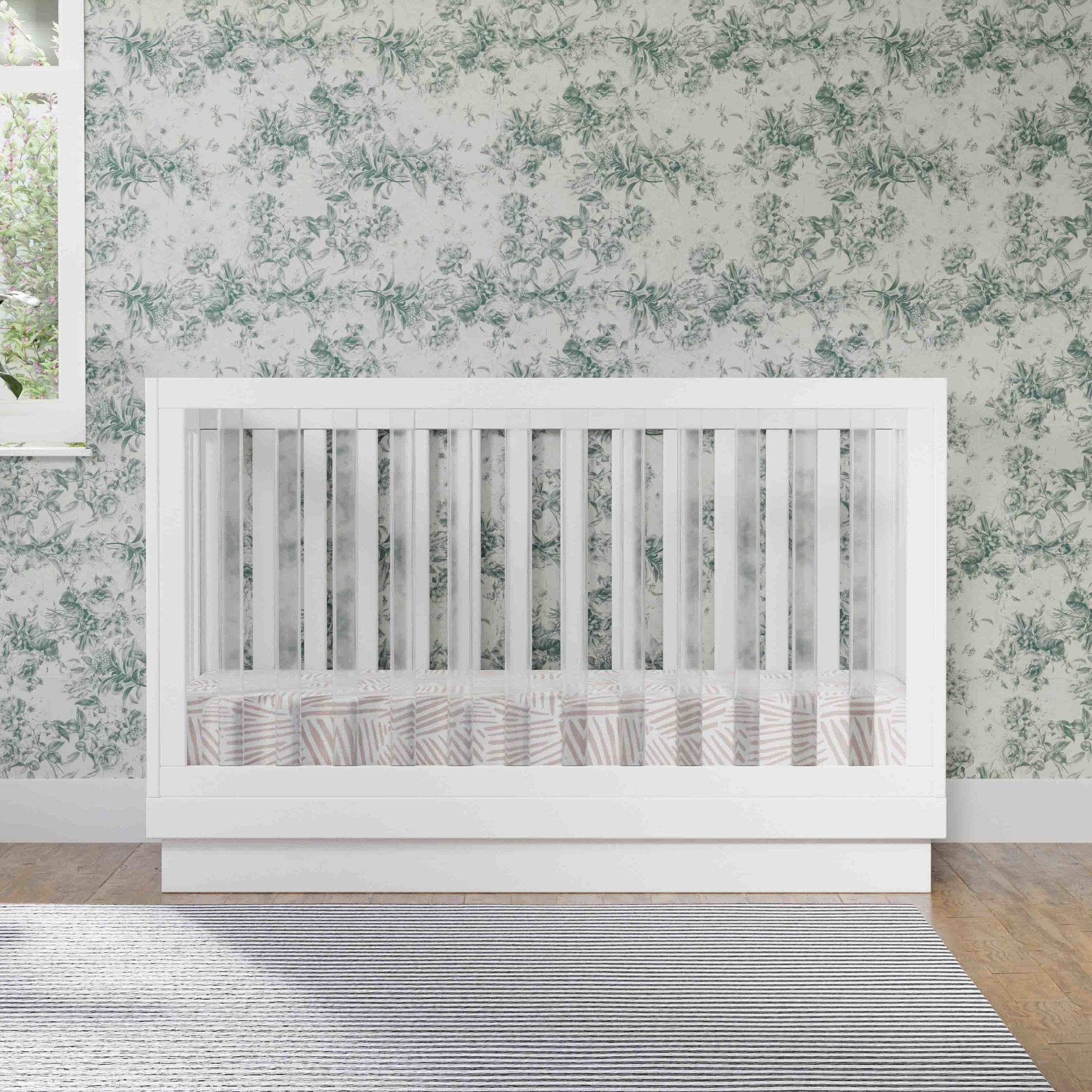 M8601KW,Harlow 3-in-1 Convertible Crib w/Toddler Bed Conversion Kit in White/Acrylic