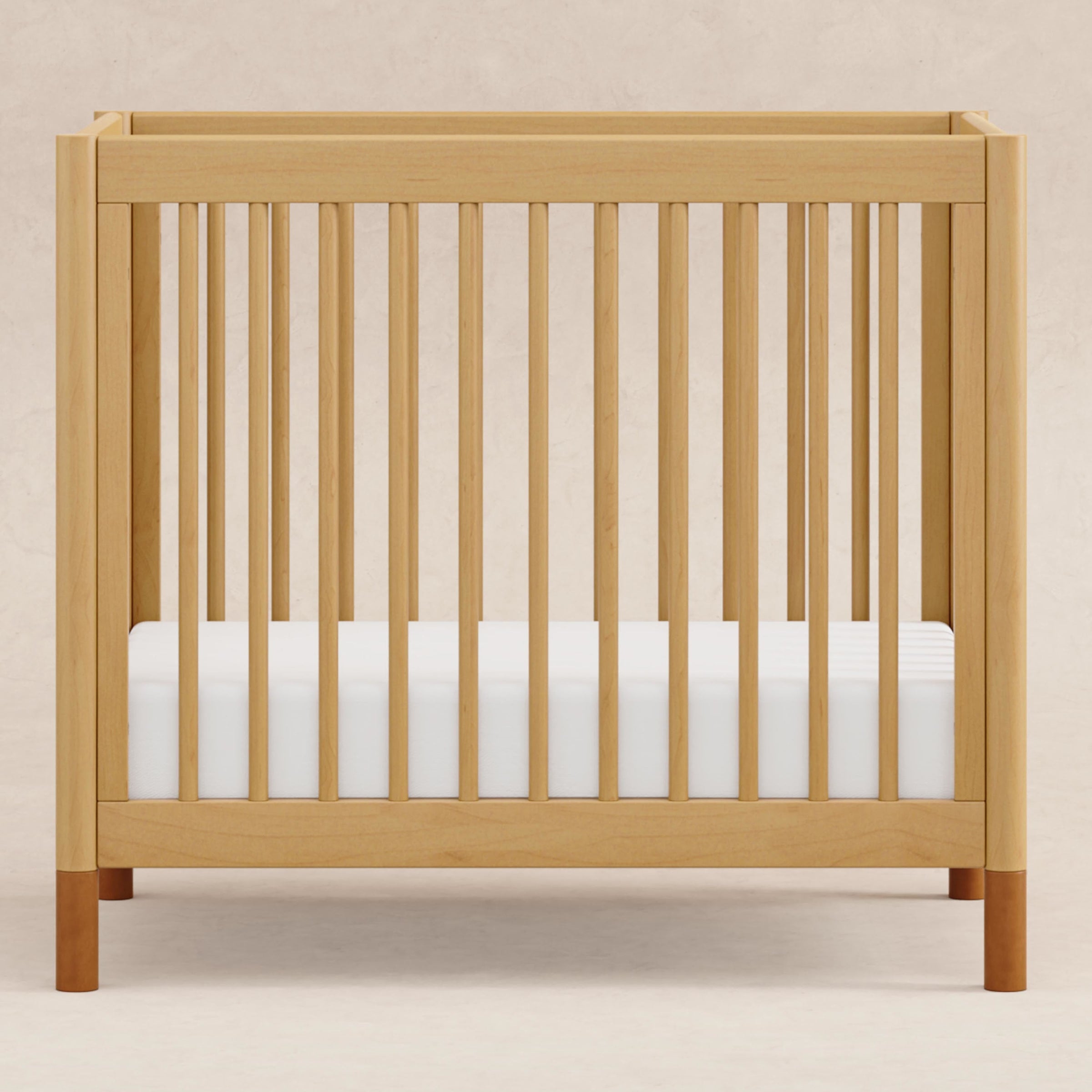 M12998HYVTL,Gelato 4-in-1 Convertible Mini Crib and Twin bed in Honey with Vegan Tan Leather Feet