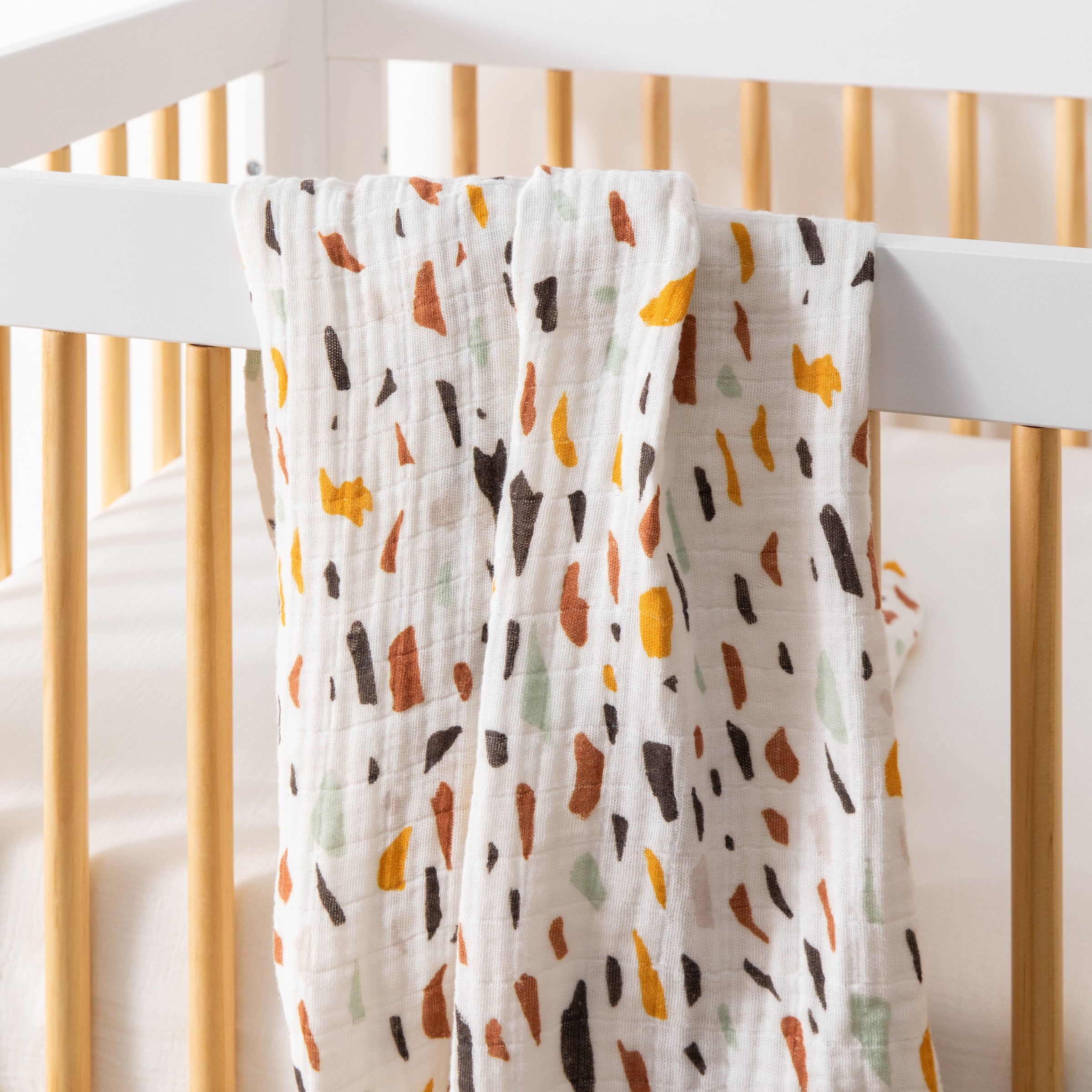 T29138,Terrazzo Muslin Swaddle in GOTS Certified Organic Cotton
