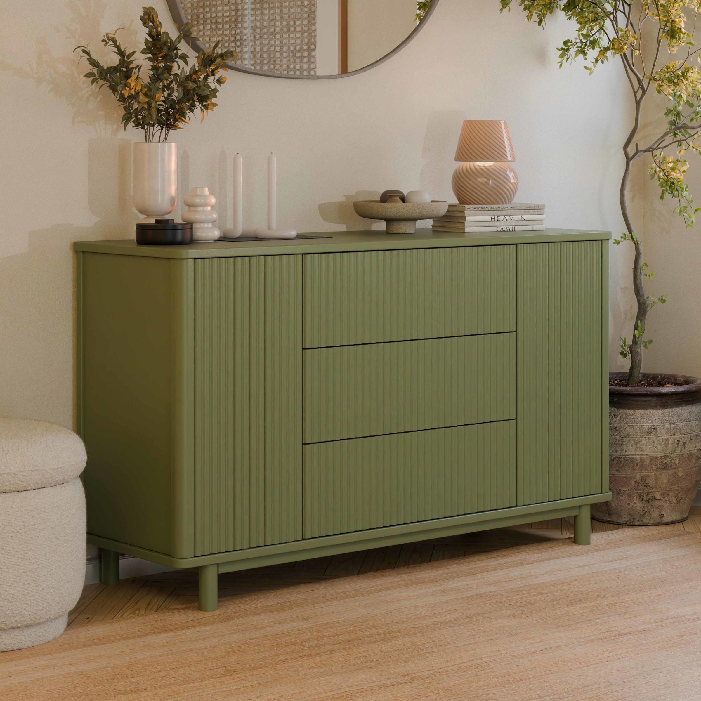 M29816OL,Pogo Tambour Assembled Dresser in Olive