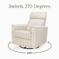 M17186TGH,Willa Plus Power Glider Recliner w/ Power Headrest in Tan Gingham