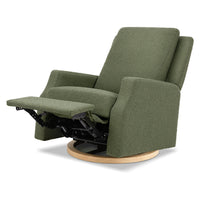 M22287OBLB,Crewe Recliner and Swivel Glider in Olive Boucle w/Light Wood Base