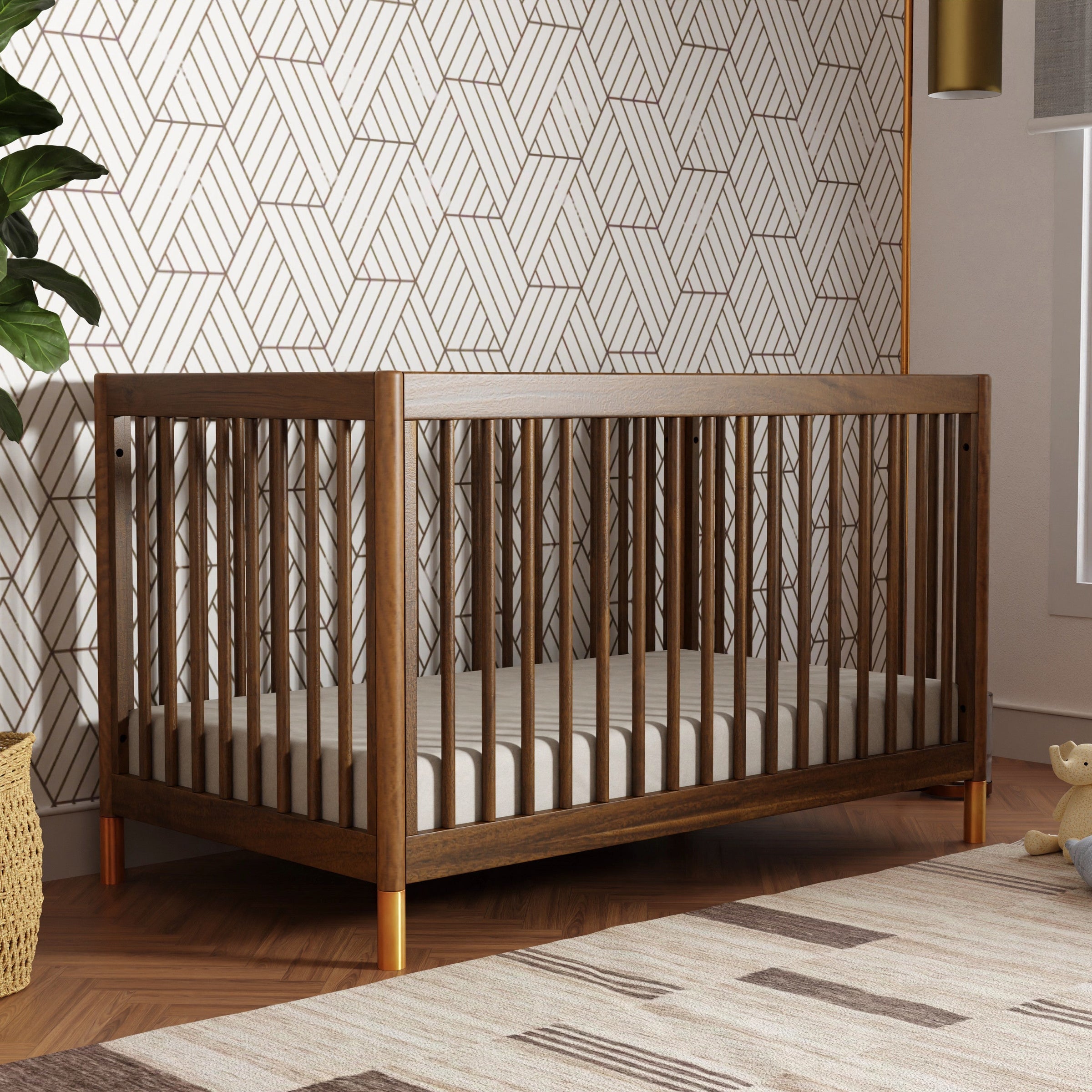 M12901NLGLD,Gelato 4-in-1 Convertible Crib w/Toddler Conversion Kit in Natural Walnut Gold Ft