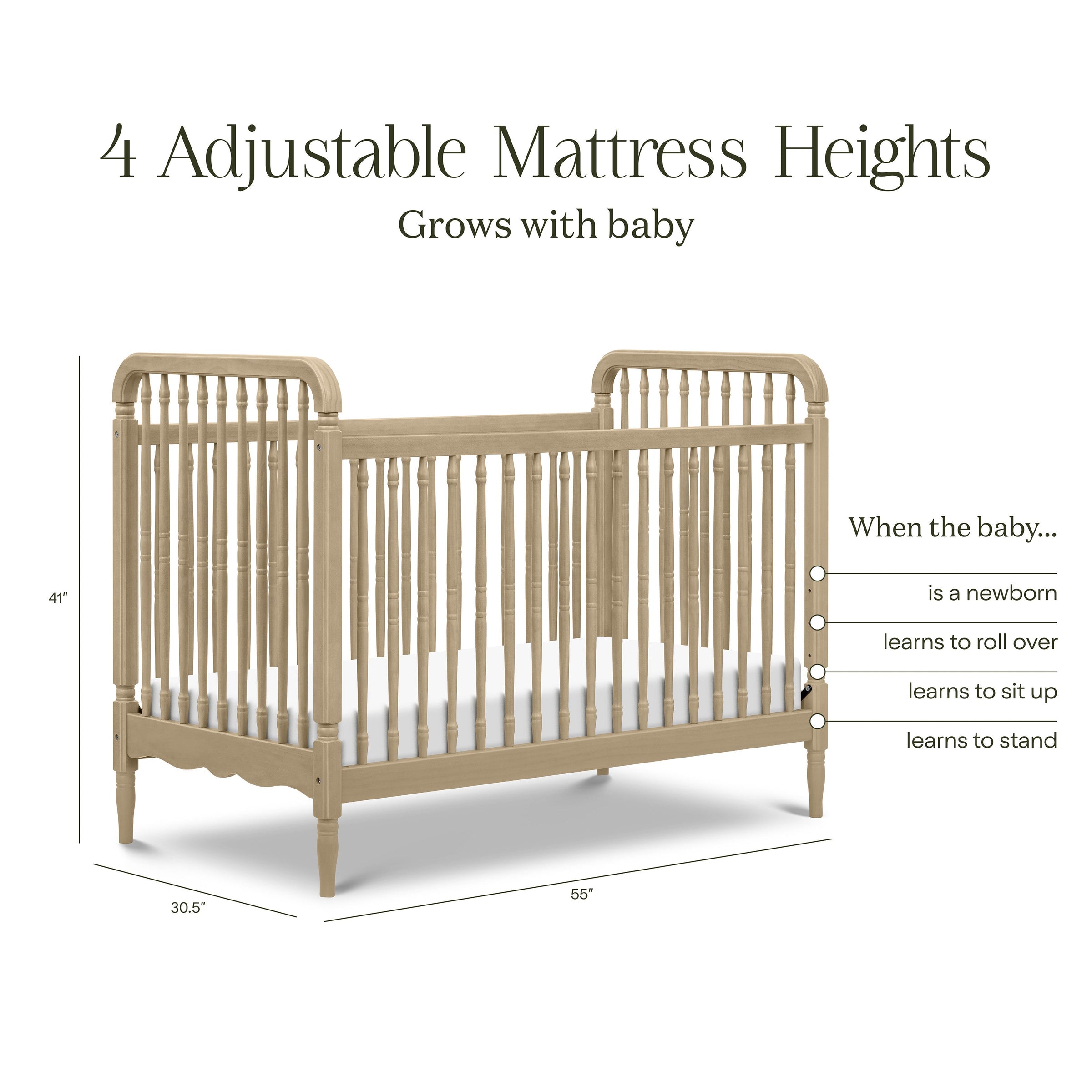 M7101WP,Liberty 3-in-1 Convertible Spindle Crib w/Toddler Bed Conversion Kit in Washed Pine