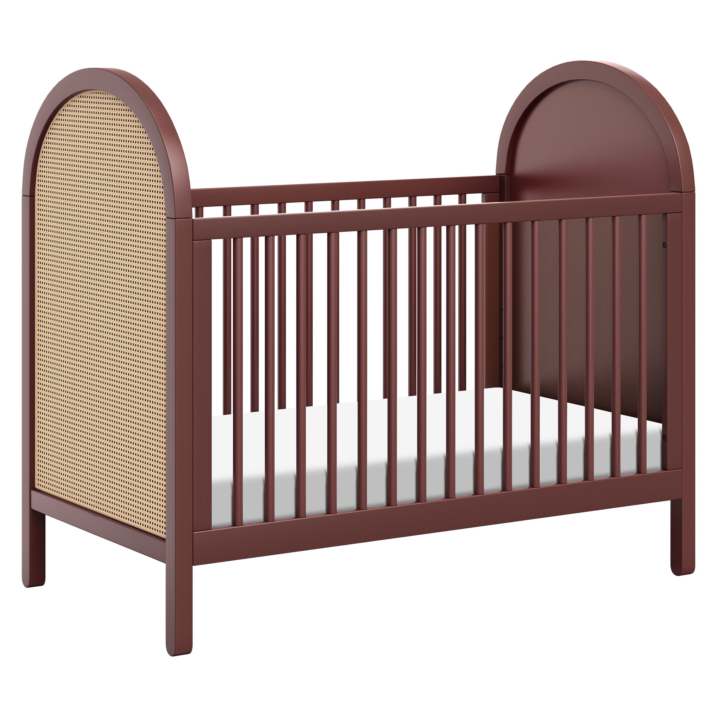 M25601CRNC,Bondi Cane 3-in-1 Convertible Crib w/ Toddler Bed Kit in Crimson with Natural Cane