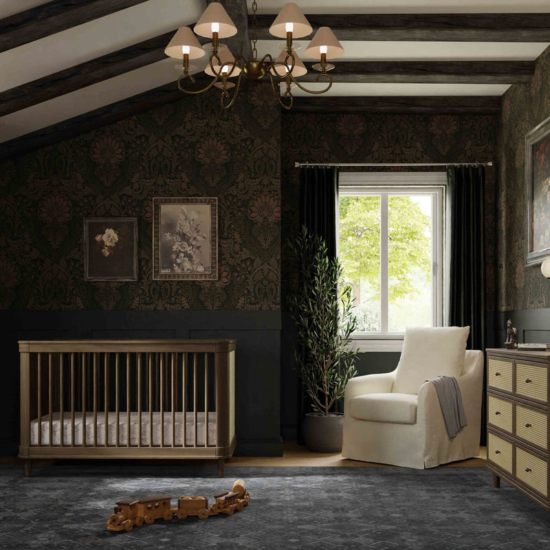 M23701NLBC,Marin with Cane 3-in-1 Convertible Crib in Natural Walnut and Blonde Cane