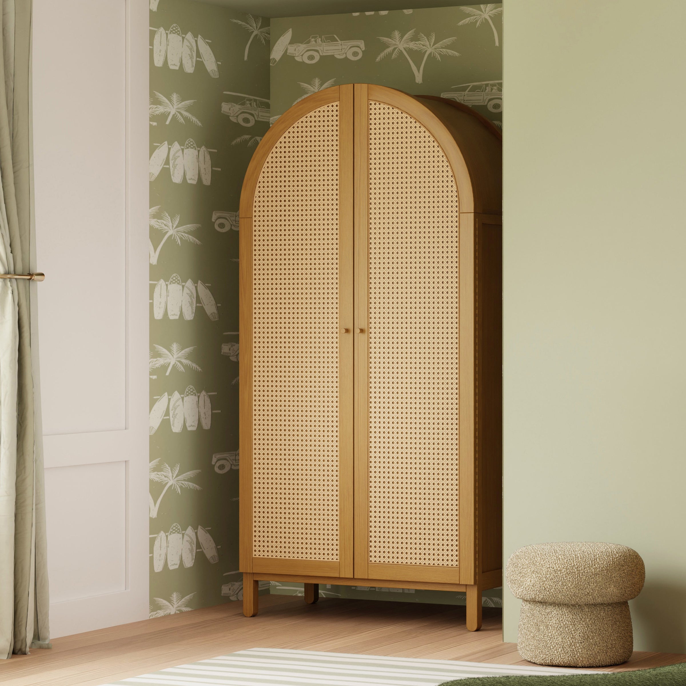 M25929HY,Bondi Cane Armoire  Assembled in Honey