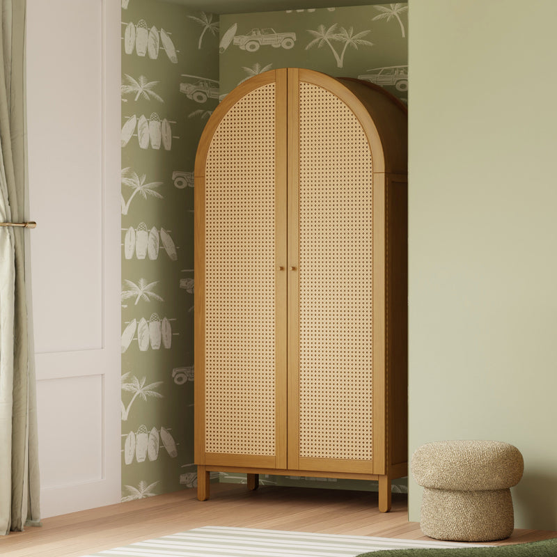 M25929HY,Bondi Cane Armoire  Assembled in Honey
