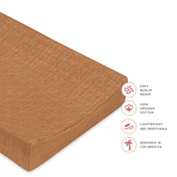 T29537BTS,Burnt Sienna Quilted Muslin Changing Pad Cover in GOTS Certified Organic Cotton