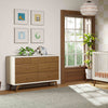 M15916RWNL,Palma 7-Drawer Double Dresser  Assembled in Warm White w/Natural Walnut