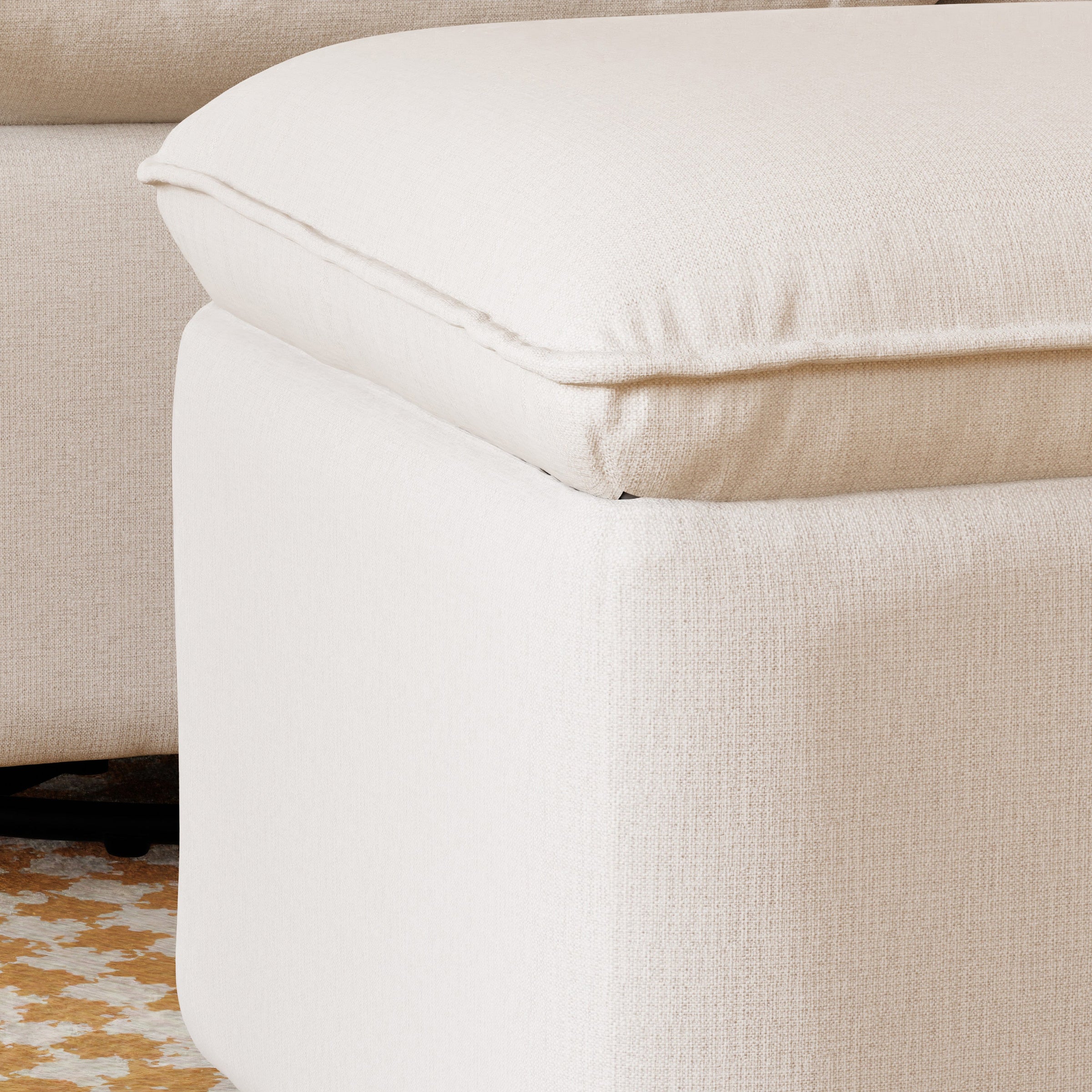 M20985PCMEW,Cali Storage Ottoman in Performance Cream Eco-Weave