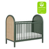 M25601FRGRNC,Bondi Cane 3-in-1 Convertible Crib w/ Toddler Bed Kit in Forest Green w/ Natural Cane