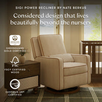 M23085BSCTB,Nate Berkus x Babyletto Sigi Power Recliner in Perf Bronze Stripe Eco-Crossweave w/Toffee Base