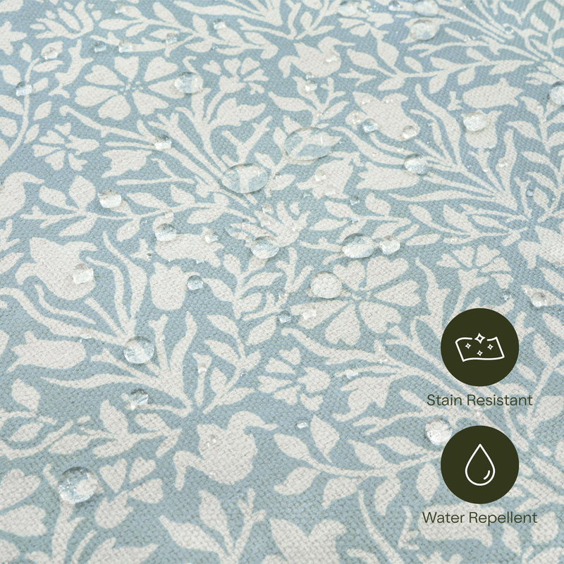 M22287BPBDB,Crewe Recliner and Swivel Glider in Bellflowers in Powdered Blue w/Dark Wood Base