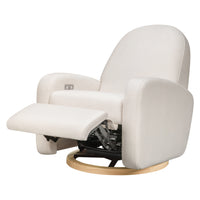 M23188PCMEWLB,Nami Glider Recliner w/ Electronic Control and USB in Performance Cream Eco-Weave w/Light wood base
