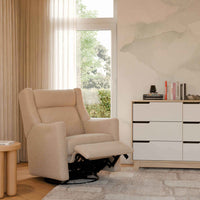 M11286CSG,Kiwi Plus Power Glider Recliner w/ Power Headrest in Chai Shearling