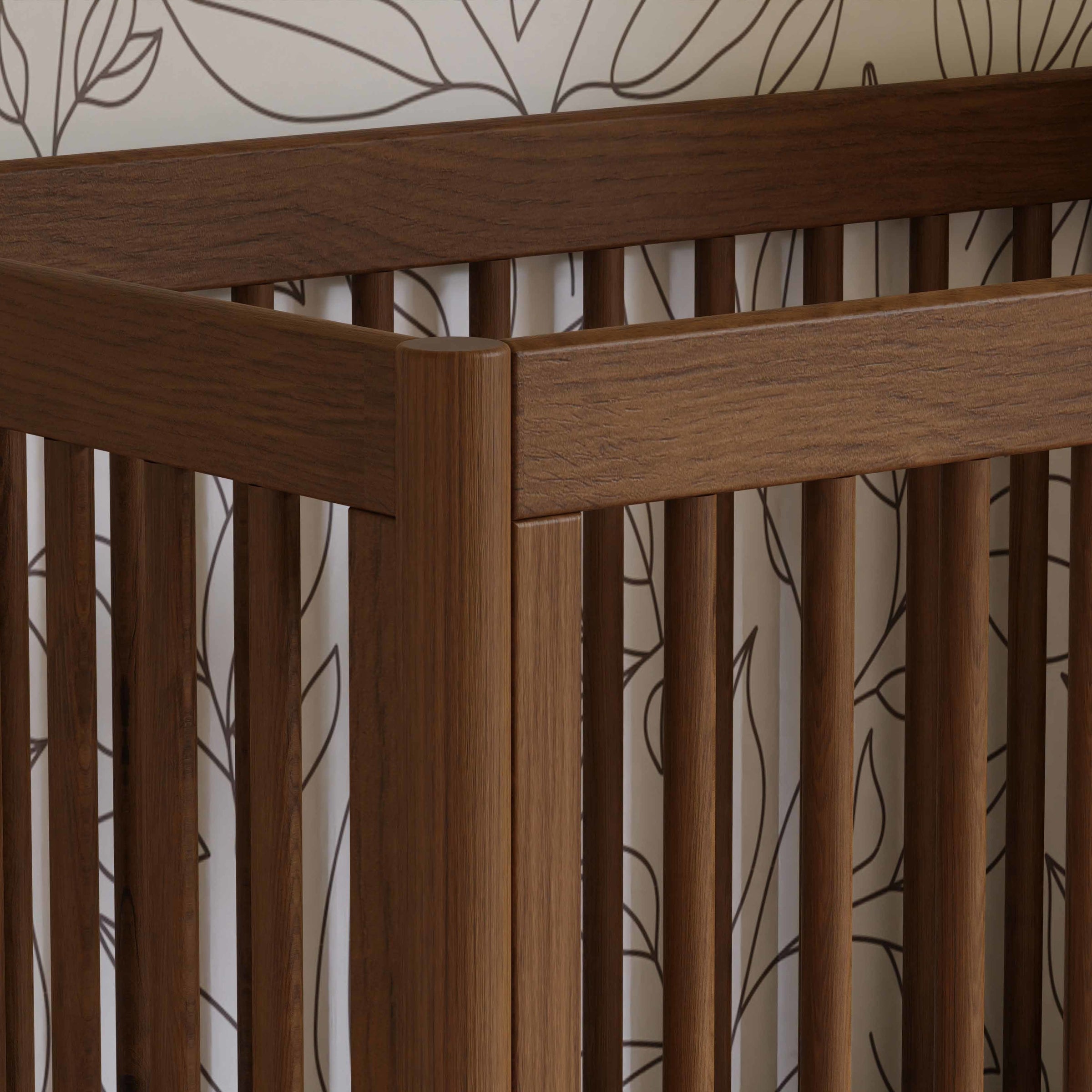 M12998NLGLD,Gelato 4-in-1 Convertible Mini Crib and Twin bed in Natural Walnut Finish with Gold Feet