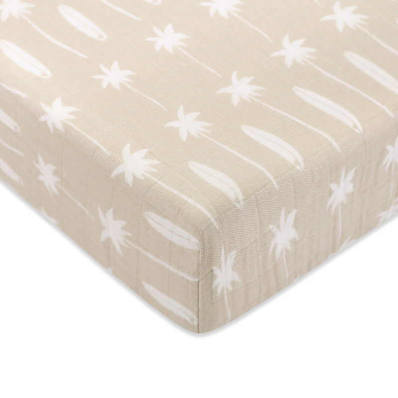T27035,Beach Bum Muslin Crib Sheet in GOTS Certified Organic Cotton