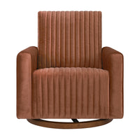 M26687RTVDB,Poe Channeled Swivel Glider in Rust Velvet with Dark Wood Base