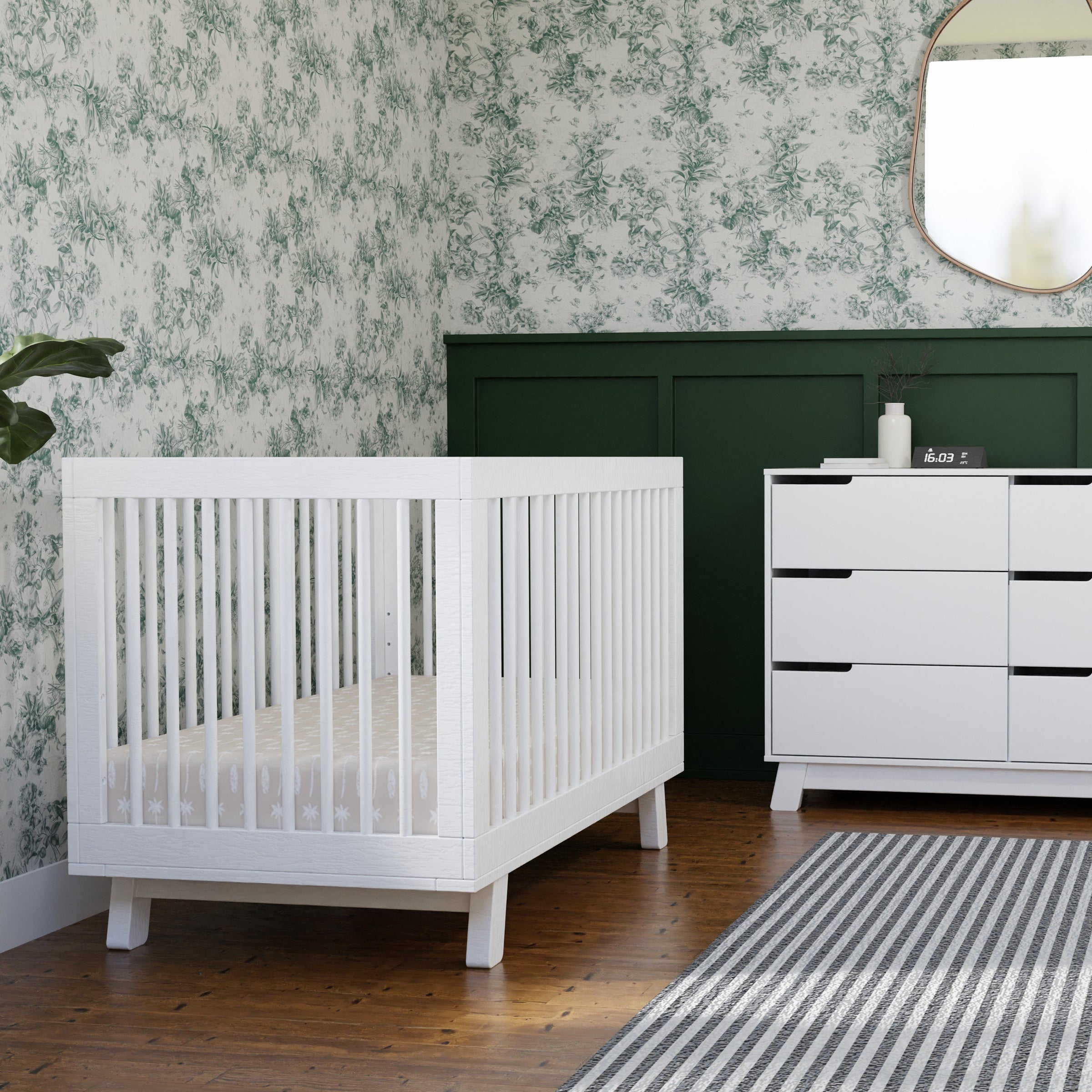 M4201W,Hudson 3-in-1 Convertible Crib w/Toddler Bed Conversion Kit in White Finish