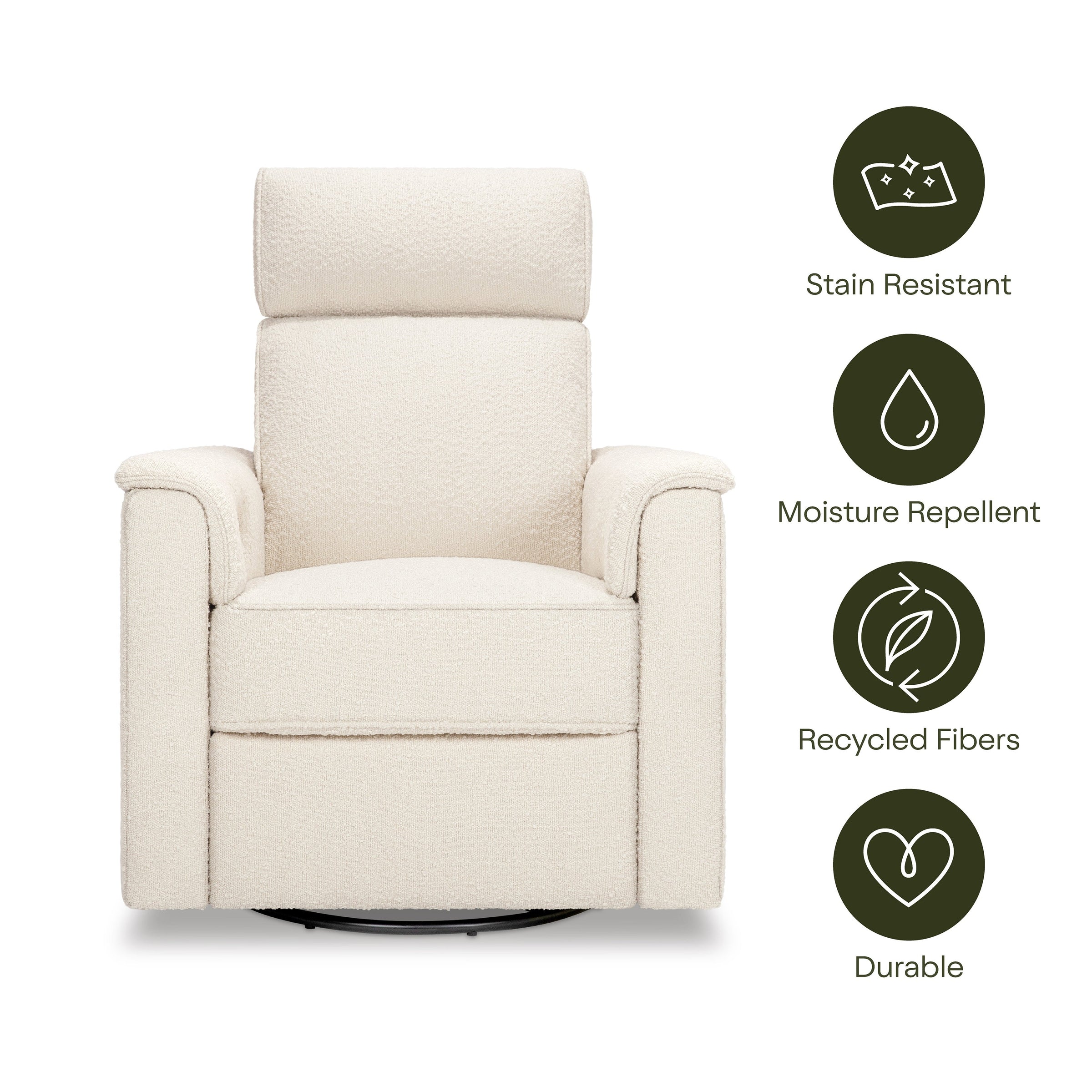 M17186PWB,Willa Plus Power Glider Recliner w/ Power Headrest in Performance Ivory Boucle