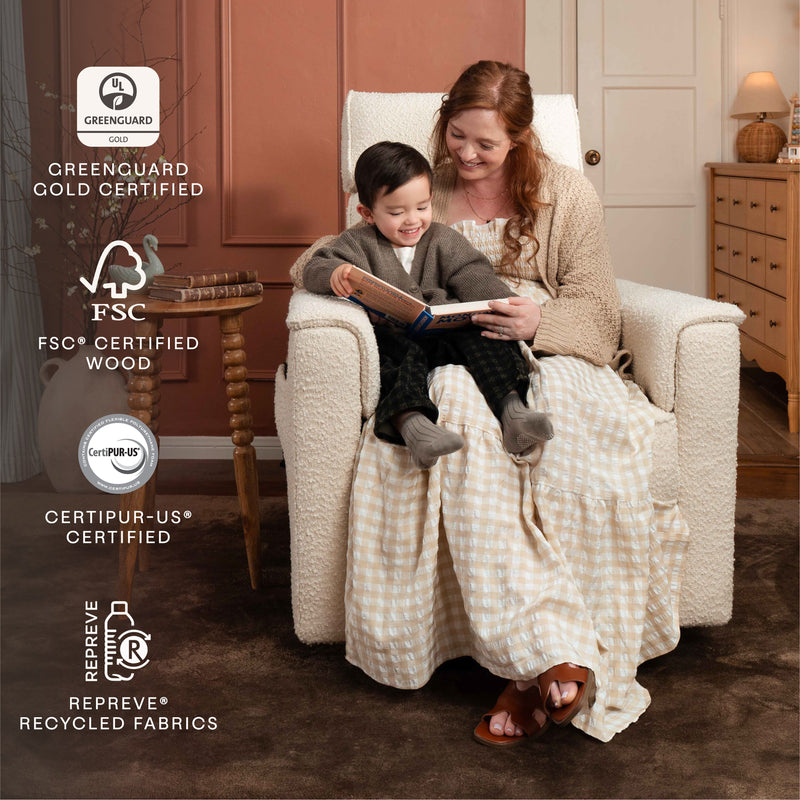 M17183PWB,Willa Deluxe Power Glider Recliner w/Heat&Massage in Performance Ivory Boucle