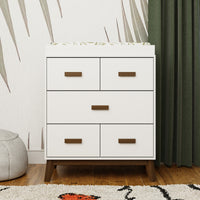 M5823WNL,Scoot 3-Drawer Changer Dresser in White/Natural Walnut Finish