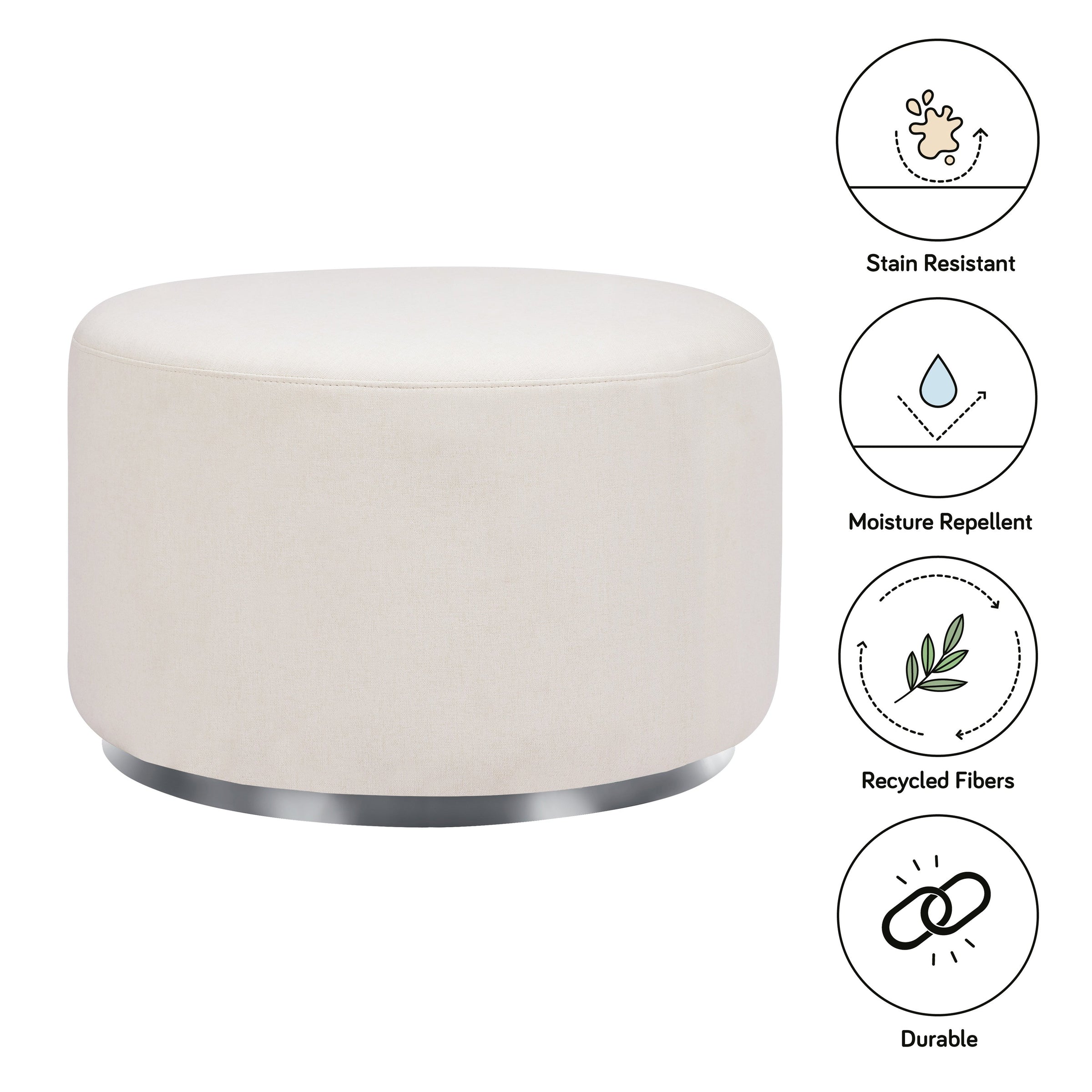 M10185PCMEW,Tuba Gliding Ottoman in Performance Cream Eco-Weave