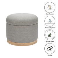 M22885PGEWLB,Naka Storage Ottoman in Performance Grey Eco-Weave w/ Light Wood Base