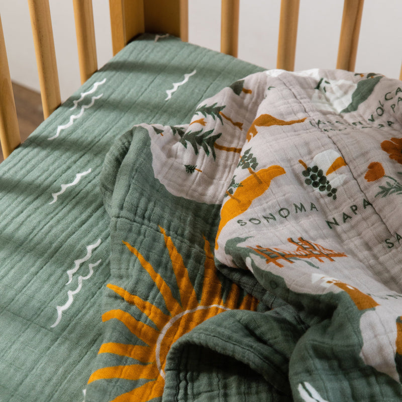 T27135,Ocean Waves Muslin Crib Sheet Ocean Waves Muslin Crib Sheet