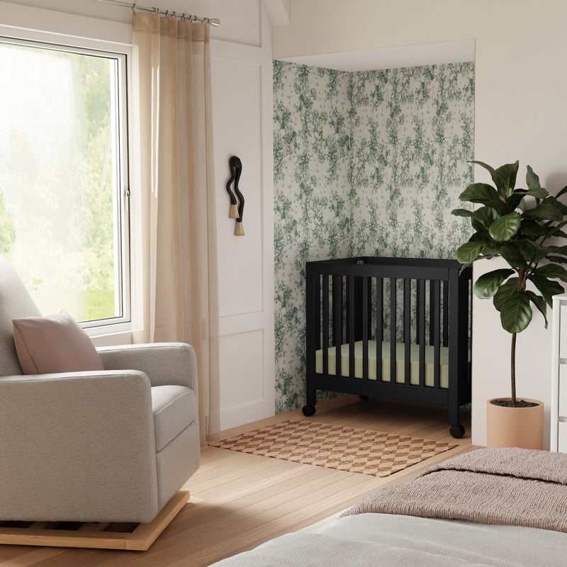 M6698B,Origami Mini Crib in Black Finish