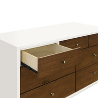 M15916RWNL,Palma 7-Drawer Double Dresser  Assembled in Warm White w/Natural Walnut