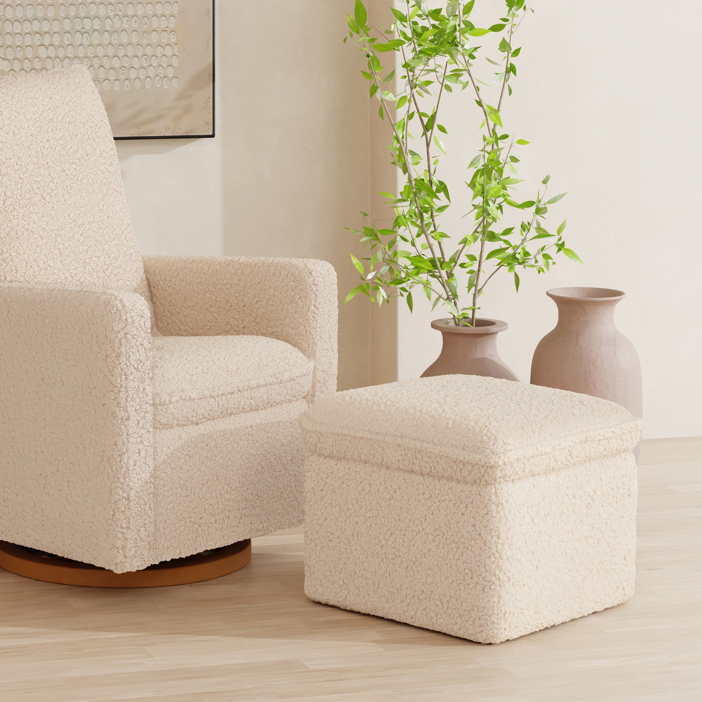M20985CSG,Cali Storage Ottoman in Chai Shearling