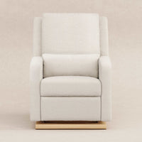 M23085WBLB,Sigi Glider Recliner w/ Electronic Control and USB in Ivory Boucle w/ Light Wood Base