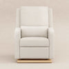 M23085WBLB,Sigi Glider Recliner w/ Electronic Control and USB in Ivory Boucle w/Light Wood Base