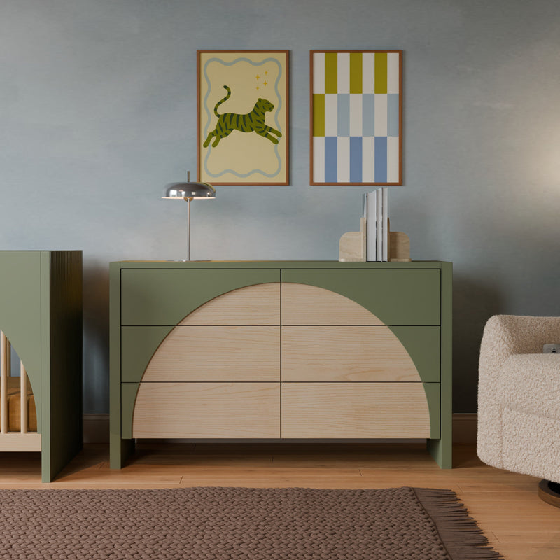 M30216OLSH,Moab 6-Drawer Assembled Dresser in Olive/Ash