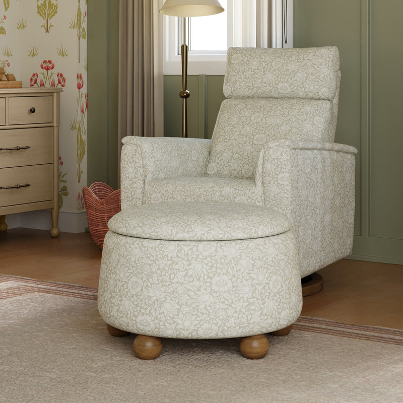 M30985MADF,Tuffet Storage Ottoman Mallow in Ash w/ Dark Wood Ball Feet