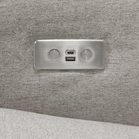 M23085PGEWLB,Sigi Glider Recliner w/ Electronic Control and USB in Performance Grey Eco-Weave w/Light Wood Base