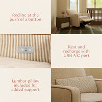 M23085BSCTB,Nate Berkus x Babyletto Sigi Power Recliner in Perf Bronze Stripe Eco-Crossweave w/Toffee Base