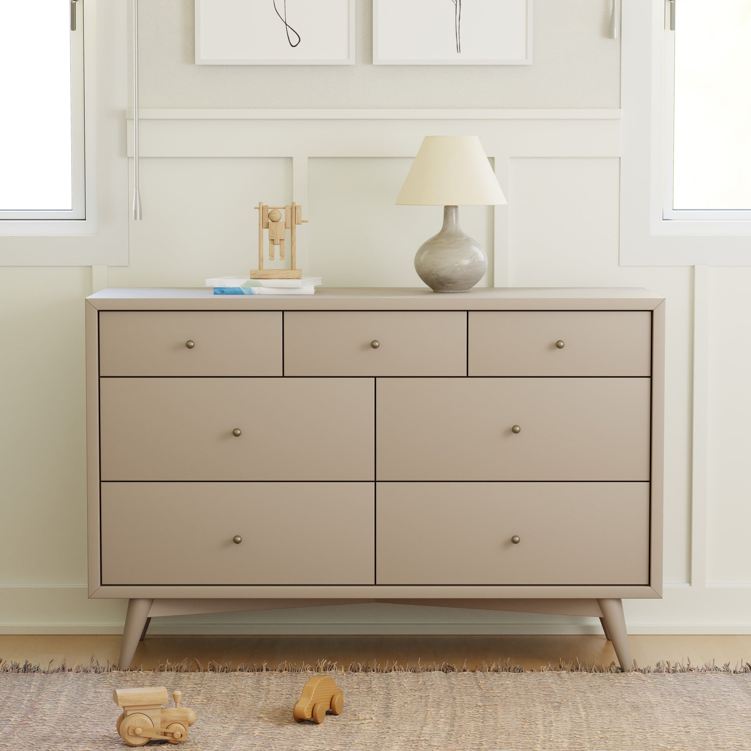 M15916TPE,Palma 7-Drawer Double Dresser  Assembled in Taupe