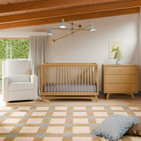 M15401HY,Peggy Mid-Century 3-in-1 Convertible Crib w/Toddler Bed Conversion Kit in Honey