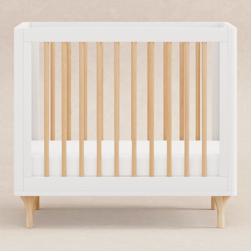 M9098WN,Lolly 4-in-1 Convertible Mini Crib and Twin Bed w/Toddler Bed Conversion Kit in White/Natural