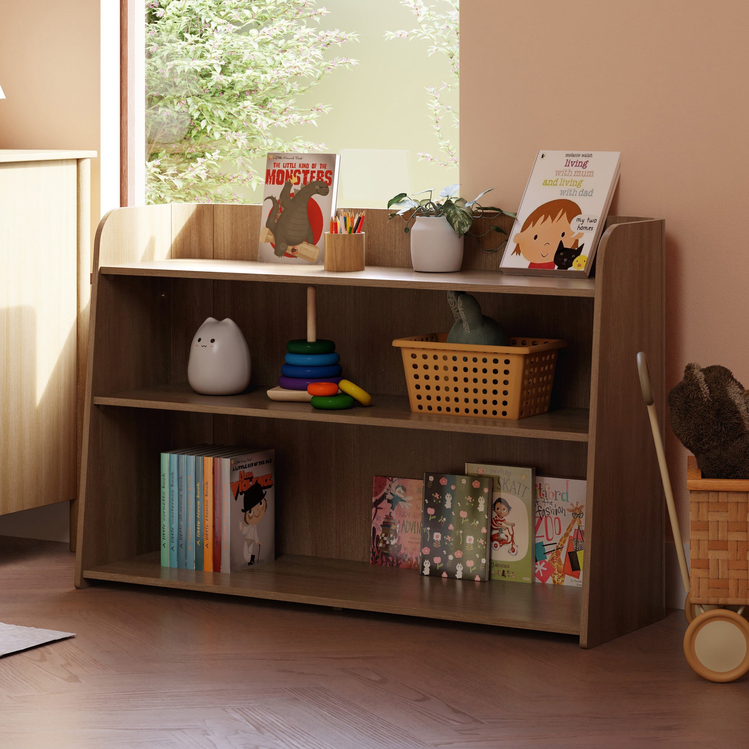 M32211NL,Melo Montessori-Inspired Bookcase in Natural Walnut