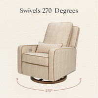 M23085BSCTB,Nate Berkus x Babyletto Sigi Power Recliner in Perf Bronze Stripe Eco-Crossweave w/Toffee Base