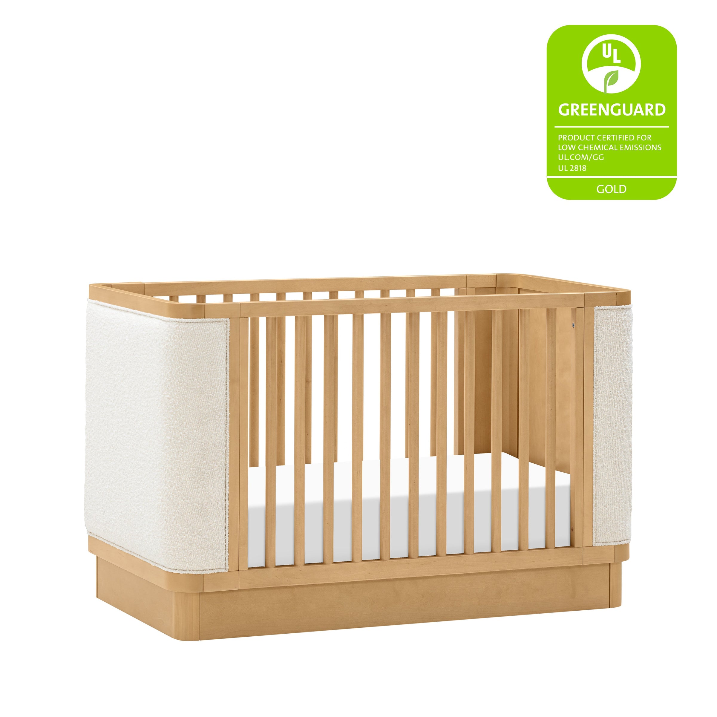 M26201HYWB,Bondi Boucle 4-in-1 Convertible Crib w/ Toddler Bed Kit in Honey with Ivory Boucle