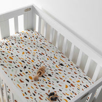 T29136,Terrazzo Muslin Mini Crib Sheet in GOTS Certified Organic Cotton